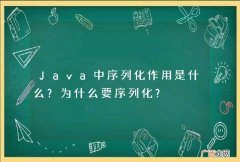 Java中序列化作用是什么？为什么要序列化？